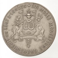 ~1900. 'Sir Moses Montefiore' öntött medál (18,71g/38mm) T:2,2- anyagfelesleg~1900. 'Sir Moses Montefiore' cast medal (18,71g/38mm) C:XF,VF excess material