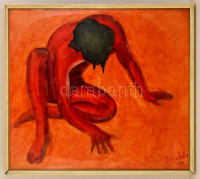 Angelo Corbetta (?- ): Szerelem nélkül (Senza amore). Vegyes technika, vászon, jelzett, üvegezett keretben, 70×80 cm