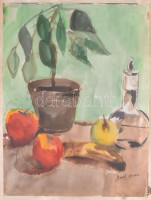 Basch jelzéssel. Csendélet. Akvarell, papír. Jelzett. Üvegezett keretben 43x31 cm