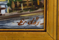 Erdős László (1921-1999): Tihany. Olaj, farost. Jelzett. 72x48 cm Keretben.