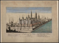 Istanbul (Konstantinopel) Yedikule, 'Prospect von den Sieben Thürmen in Constaninopel.' / Turkey by Johann Martin Will in Augsburg ca 1795. Színezett rézmetszet / Colored copper plate engraving.32x22 cm