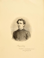 1882 Elischer Lajos (1842-1892): Magyar Gábor (1842-1912) piarista szerzetes, iskolaigazgató, tartományfőnök litografált portréja, Bp., Légrády-ny., 49x33 cm