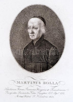 1831 Bolla Márton (1751-1831) piarista szerzetes, tartományfőnök, történész rézmetszetű portréja, Schmitt József festménye után metszette Perlasca Domokos, 16x10 cm