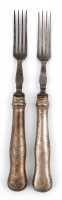 1851 antik ezüst (Ag.) nyeles villa ( 2db), h: 22,5 cm (2×)