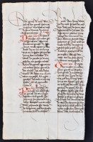 cca 1400-1500 Ókori római történelmi tárgyú, azonosítatlan német nyelvű krónika három lapja, különféle események és személyek említésével (Cambyses, Hannibal, Titus Manlius Torquatus, cannae-i csata, stb.), papír, szélein