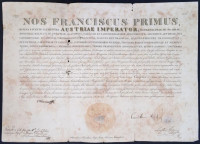 1833 I. Ferenc császár magyar királyi tanácsosi oklevele nemestacskándi Csergheő Ferencnek, a császár és gróf Reviczky Ádám (1786-1862) kancellár, Szőgyény-Marich László (1806-1893) későbbi kancellár saját kezű
