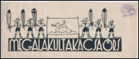 Czakó jelzéssel: Megalakult a Kacsa őrs. Cserkész grafika.Tus, papír. Jelzett. 10x23 cm