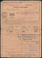 1944 Katonai (SAS) behívójegy,22x16 cm