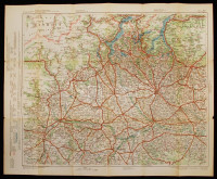 cca 1910 G. Freytag&Berndt's Automobil- und Radfahrerkarten, Blatt 40.: Schweiz und Italien. Verlag der Kartographischen Anstalt, G. Freytag&Berndt GmbH, Wien. Svájc és Észak-Itália autó- és biciklitérképe, jelmagyarázatokkal,