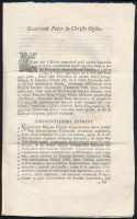 1761 Róma, F. Paulus a Colindres latin nyelvű nyomtatott egyházi levele, kézírásos bejegyzéssel 3 p.