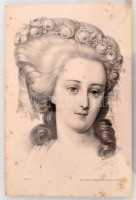 cca 1850 Hölgyportré, Verlag v. Wilhelm Hermes in Berlin, litho kép üvegezett keretben, 21×14 cm