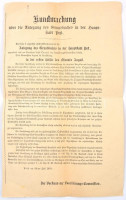 1869 Hirdetmény Pest főváros telekkönyvezése tárgyában két nyelven. 42x34 cm