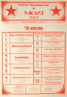 1978 Fővárosi Művelődési Ház moziműsor, plakát, 69×50 cm