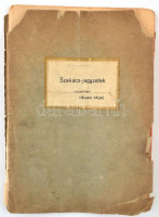 Szakács-jegyzetek. Összeáll.: Héjjas Pálné. Bp., 1927, Sarkadi J., 2+2-53+2 p. Papírkötésben, a borítója sérült, leszakadt, ceruzás jegyzetekkel. Ritka!