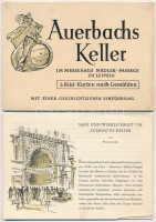 Auerbachs Keller im Messehaus Mädler-Passage zu Leipzig. 5 Bild-Karten nach Gemälden. / 5 db modern NDK Faust művészlap, Auerbach pince. saját tokjában / 5 modern DDR art postcards of Faust, in it's own case