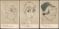 3 db MODERN magyar színészlap 1956-ból, Edma szignóval: Gobbi Hilda, Ferrari Violetta, Bilicsi Tivadar / 3 modern Hungarian actors, non PC