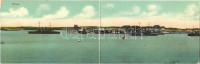 Pola, Pula; Osztrák-magyar haditengerészet kikötője, hadihajók. Kihajtható panorámalap / K.u.K. Kriegsmarine / Austro-Hungarian Navy port, warships. Folding panoramacard (EK)
