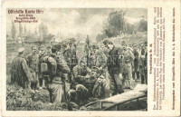 1915 Kriegsbildkarte Nr. 45. Der Regimentskommandant von Infanterieregiment Hoch- und Deutschmeister nr. 4. Oberst Franz Hassenteufel, labt am 29. August bei Cziesniki, am ersten Tag der Schlacht von Komarow, aus seinem Feldbecher einen schwer