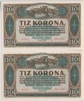 1920. 10K (2x) közeli sorszámok T:I-Adamo K14