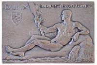 Berán Lajos (1882-1943) DN 'DUNA / Budapesti Evezős Egylet' ezüstözött Br plakett (40x58mm) T:1-