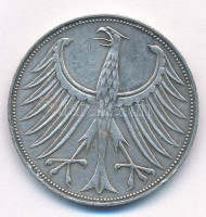 NSZK 1967D 5M Ag T:2,2- FRG 1967D 5 Mark Ag C:XF,VFKrause KM#112.1