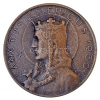 Zsákodi Csiszér János (1883-1953) 1930. 'Sanctus Emericus / Az ország ereje a tiszta ifjuság' Szent Imrét ábrázoló Br jelvény 'LUDVIG' gyártói jelzéssel (30mm) T:1-