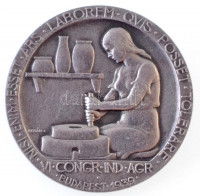 Berán Lajos (1882-1993) 1939. 'Nemzetközi Ipari és Mezőgazdasági Kongresszus emlékérme' ezüstözött fém jelvény, hátoldalán 'BERÁN N. BPEST' gyártói jelzés (26mm) T:1-,2