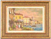 Bóna Jenő (1962-): Nyári délután. Olaj, farost, jelzett, fa keretben, hátoldalán címkén feliratozott, 30×20 cm