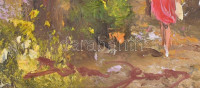 Bóna Jenő (1962-): Nyári délután. Olaj, farost, jelzett, fa keretben, hátoldalán címkén feliratozott, 30×20 cm