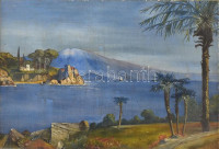 A Hawel jelzéssel: Mediterrán part. Olaj, karton, kissé foltos, keretben, 33×48,5 cm