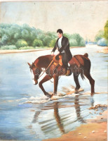 H. Czékmány jelzéssel: Magányos lovas. Olaj, vászon, farostra kasírozva, hátolfalán címkén jelzett és feliratozott, 39,5×31 cm