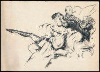 Hont-Varsányi Ferenc (?-?): Erotikus jelenet. Vegyes technika, papír, jelzett, 21×31 cm