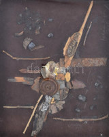 Juhász Erika (1926-2018): Síkplasztika, jelzett, üvegezett keretben, 41×50 cm