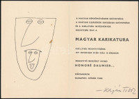 Kaján Tibor (1921-2016): Arcok. Toll, papír, jelzett. Magyar karikatúra kiállítás meghívóján