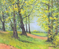 Kolba jelzéssel: Nyári táj. Olaj, vászon, enyhén sérült fa keretben, 54,5x65 cm