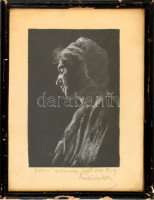 Kurländer István (?-?): Fájdalom, 1931. Kréta, papír, jelzett, üvegezett keretben, 24×16 cm