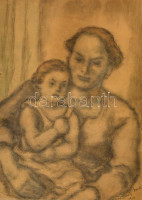Márkus Imre (1872-?): Anya gyermekével 1940. Vegyes technika, papír, jelzett, 42×30 cm