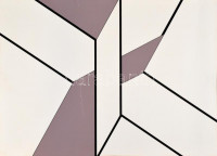 Nádler István (1938-): Térosztás, 1973. Szitanyomat, papír. Hátoldalán címkén jelzett és számozott (80/44). Edition Hoffmann kiadása és nyomása, Frankfurt. Sérült, felületén töréssel. 42x59 cm