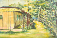 Perlmutter jelzéssel: Kert. Olaj, karton, fa keretben. 39,5x58,5 cm
