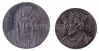 Vegyes: Rákos Böske DN 'Szűz Mária' egyoldalas Zn emlékérem (59mm) + Franciaország DN 'Lothár király' egyoldalas Sn emlékérem. 'LOTHAIRE ROI DE FRANCE' (52mm) T:2-