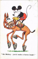 1931 'Oh Mickey - you'd make a horse laugh!' Mickey Mouse art postcard. A.R. i. B. 1784. Universal Copyright Walter E. Disney