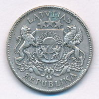 Lettország 1925. 2L Ag T:2 Latvia 1925. 2 Lati Ag C:XFKrause KM#8