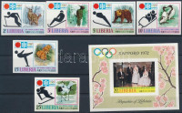 1971 Téli Olimpia, Sapporo vágott sor Mi 810-815 B + blokk Mi 58 B