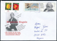 2021 Engels születésének 200. évfordulójára - Marx díjjegyes alkalmi boríték