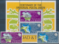 1974 100 éves az UPU sor Mi 328-329 + blokk Mi 12