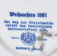 14 db Bavaria karácsonyi kiadású limitált porcelán tányér mind különféle évből cca 1980-1995 d: 22 cm. Matricás, jelzett, hibátlan