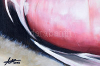 Nagy (Boglárka) Alíz (2001-): Chewing. Olaj, vászon. Jelezve balra lent és a hátoldalán. 58x58 cm. / oil on canvas, signed lower left and on the reverse
